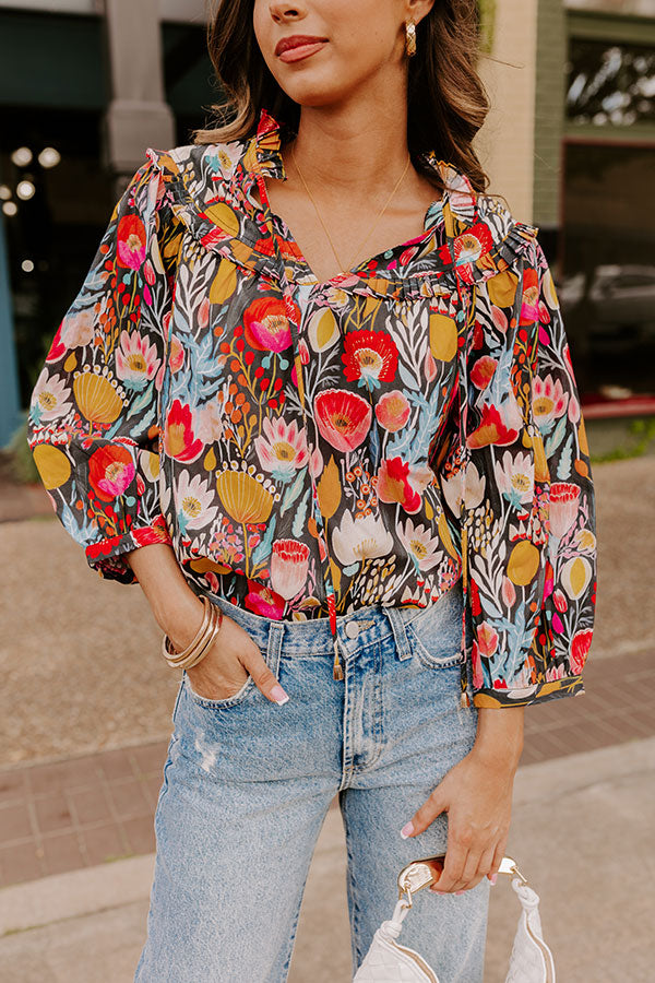 Lost In A Novel Floral Top Image - 3