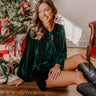 Chic Lifestyle Front Tie Velvet Top in Hunter Green Image - 1