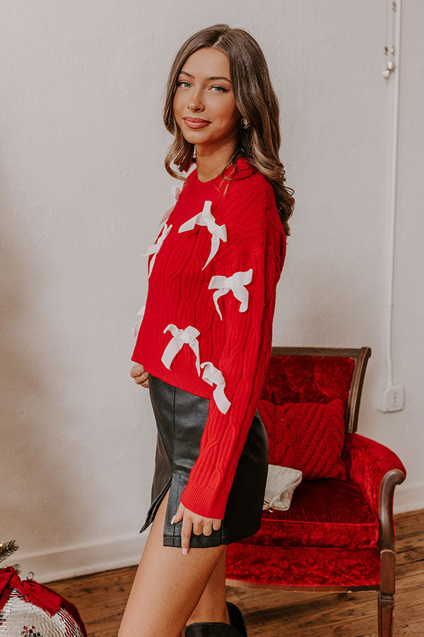 Better Bow-lieve It Cable Knit Sweater Top Image - 5