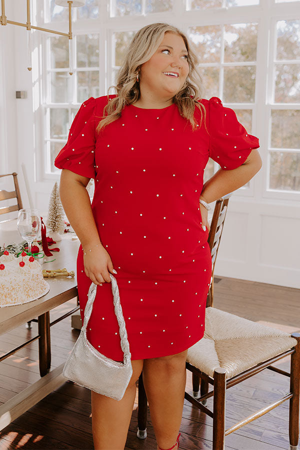 Cranberry Sangria Sippin' Rhinestone Embellished Mini Dress Curves Image - 2