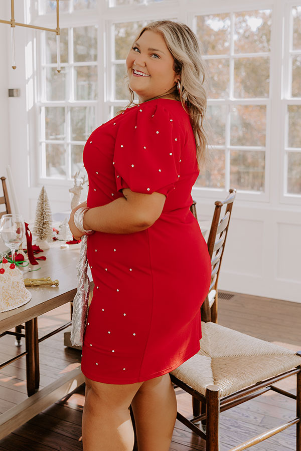 Cranberry Sangria Sippin' Rhinestone Embellished Mini Dress Curves Image - 4