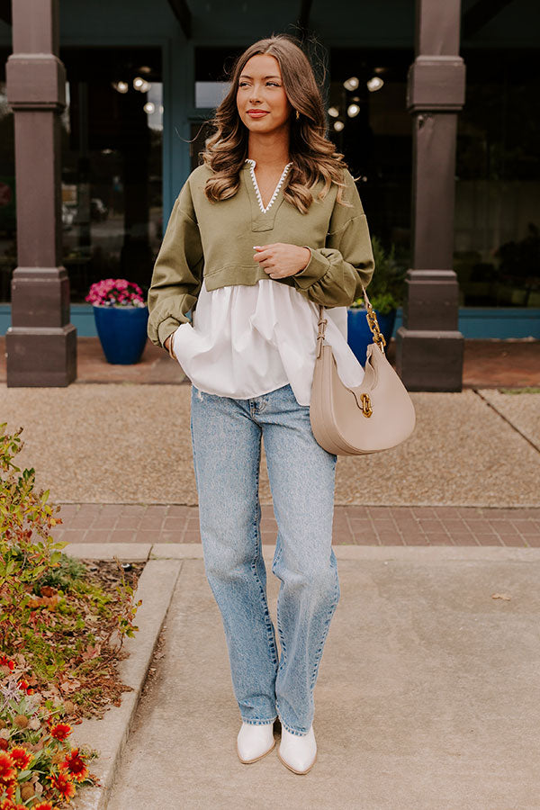 Sweet Whispers Shift Top in Olive Image - 2