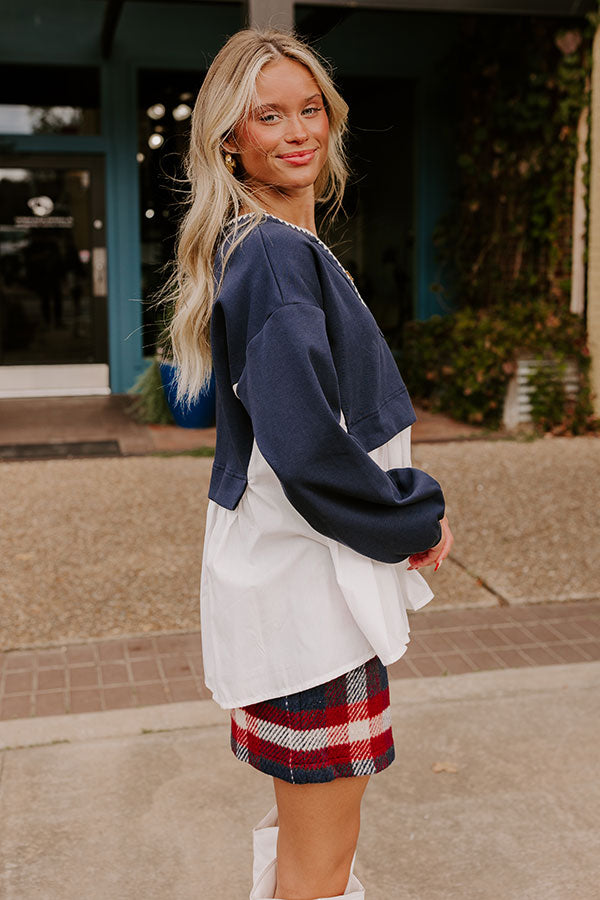 Sweet Whispers Shift Top in Navy Image - 4