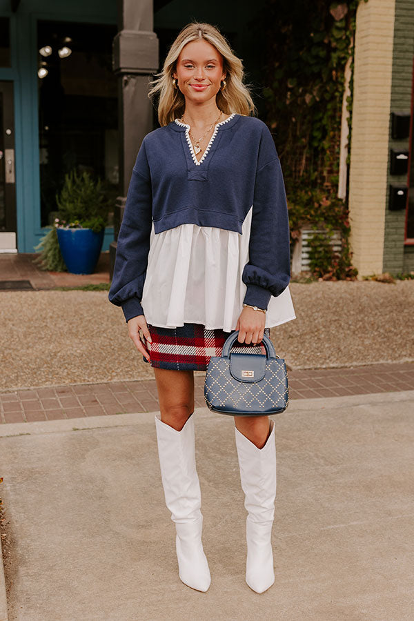 Sweet Whispers Shift Top in Navy Image - 1