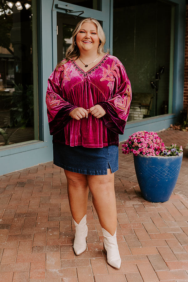 Feeling Boho Embroidered Velvet Top in Orchid Curves Image - 3