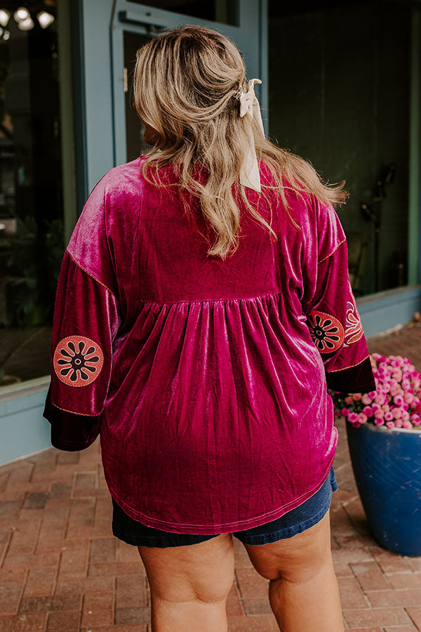 Feeling Boho Embroidered Velvet Top in Orchid Curves Image - 5