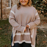Cafe Meet Up Sweater Top in Taupe Curves Image - 1