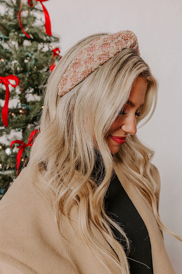Chic Moment Tweed Headband in Pink Image - 2