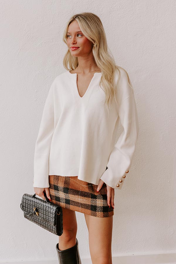 Coffee Shop Cutie Knit Sweater Top in Cream Image - 1