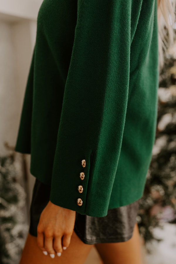 Coffee Shop Cutie Knit Sweater Top in Hunter Green Image - 3
