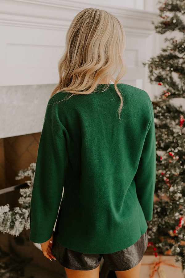 Coffee Shop Cutie Knit Sweater Top in Hunter Green Image - 5