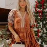 Charmed Moments Velvet Mini Dress in Cinnamon Image - 1