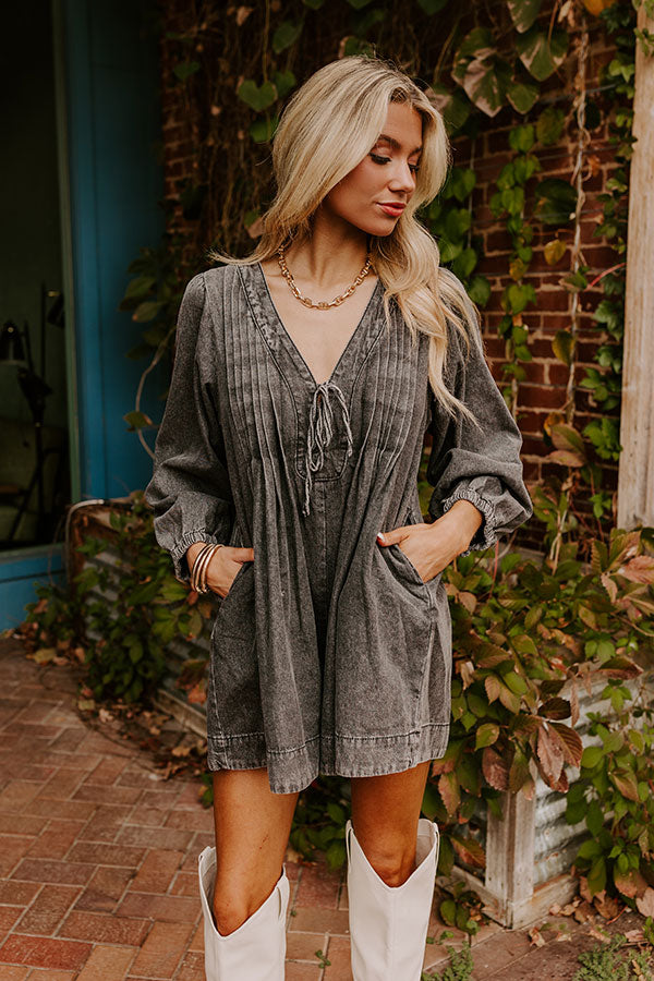 Big City Chic Denim Romper in Vintage Black Image - 2