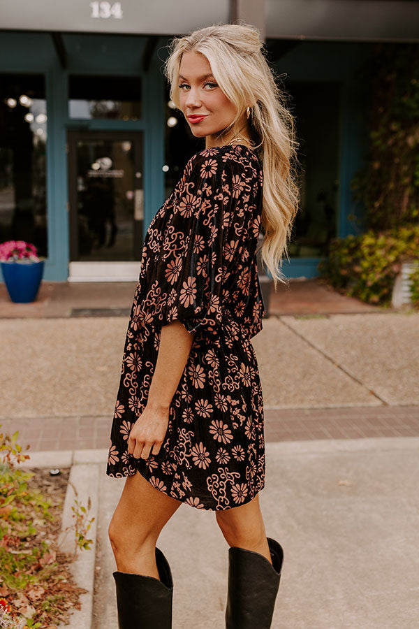 Paris Nights Floral Velvet Mini Dress Image - 2