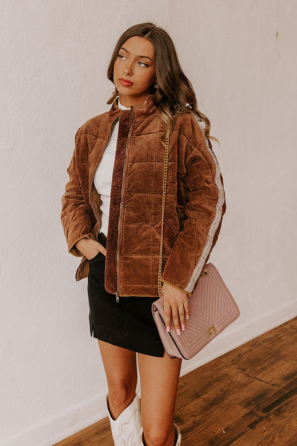 Cozy Moment Corduroy Jacket in Chocolate Image - 1