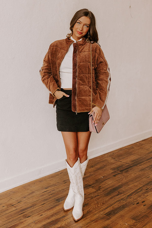 Cozy Moment Corduroy Jacket in Chocolate Image - 2