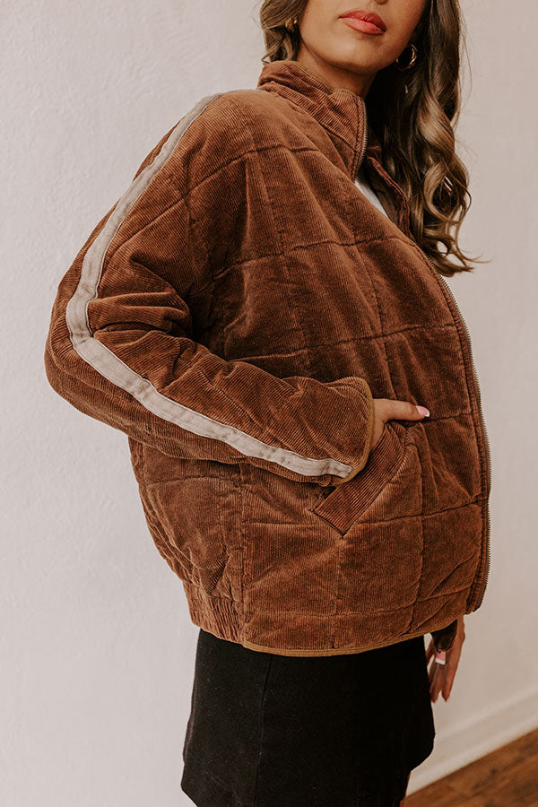 Cozy Moment Corduroy Jacket in Chocolate Image - 3