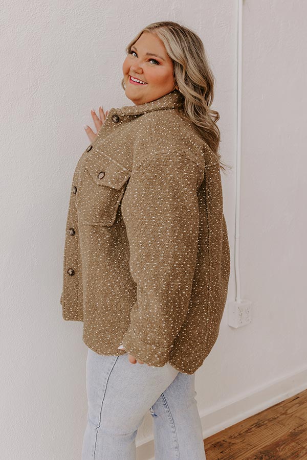 Cappuccino Cozy Wool-Blend Jacket Curves Image - 3