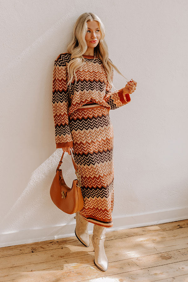 Coffee Shop Cuddles High Waist Knit Maxi Skirt Image - 1