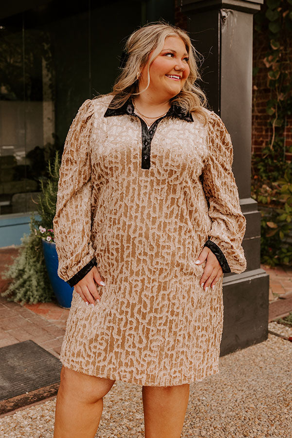 Chardonnay And Candlelight Velvet Mini Dress in Iced Latte Curves Image - 2