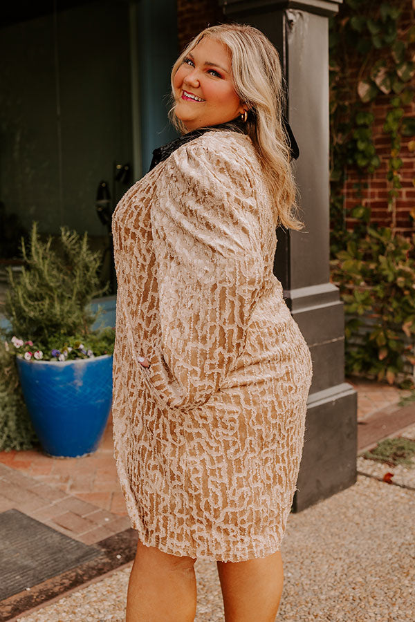 Chardonnay And Candlelight Velvet Mini Dress in Iced Latte Curves Image - 3