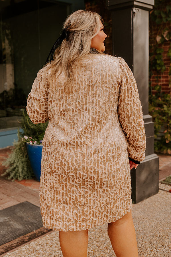 Chardonnay And Candlelight Velvet Mini Dress in Iced Latte Curves Image - 4