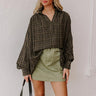 Rustic Vineyard Tweed Linen-Blend Top in Olive Image - 1