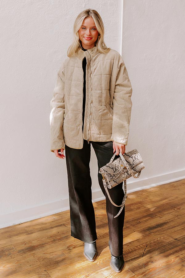 Cozy Moment Corduroy Jacket in Warm Taupe Image - 2