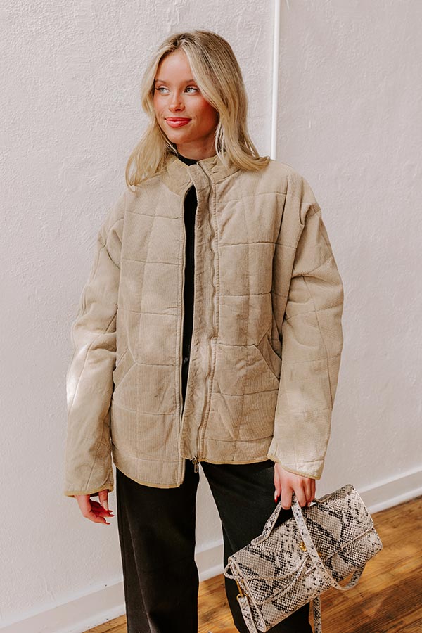 Cozy Moment Corduroy Jacket in Warm Taupe Image - 1