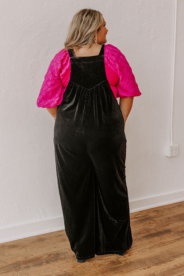 Holiday Cheer Velvet Jumpsuit in Black Curves Image - 5