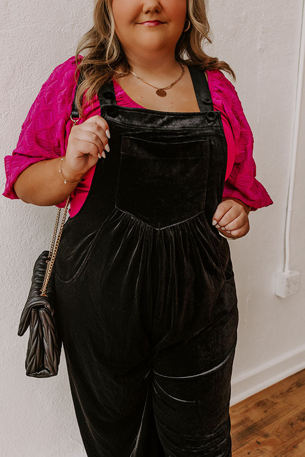 Holiday Cheer Velvet Jumpsuit in Black Curves Image - 2
