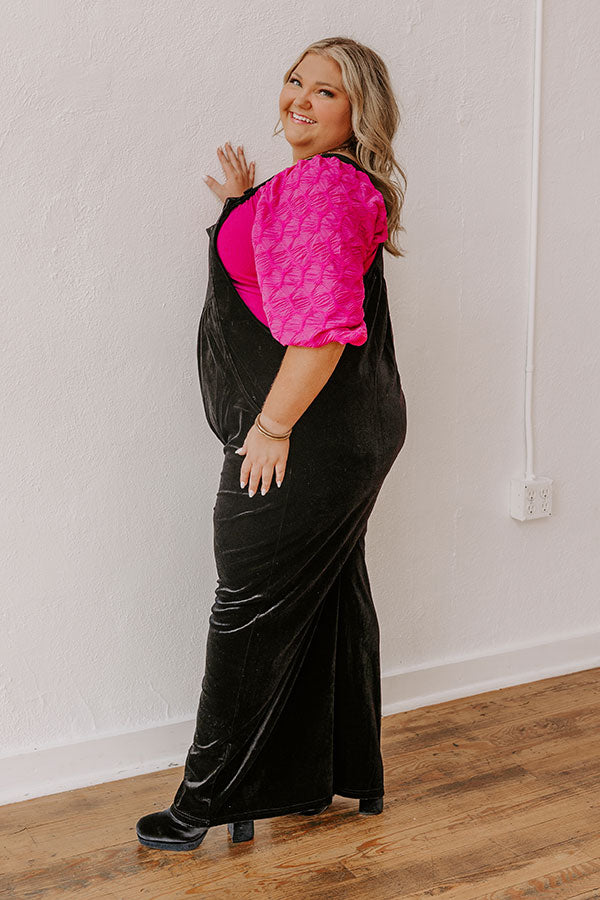 Holiday Cheer Velvet Jumpsuit in Black Curves Image - 4