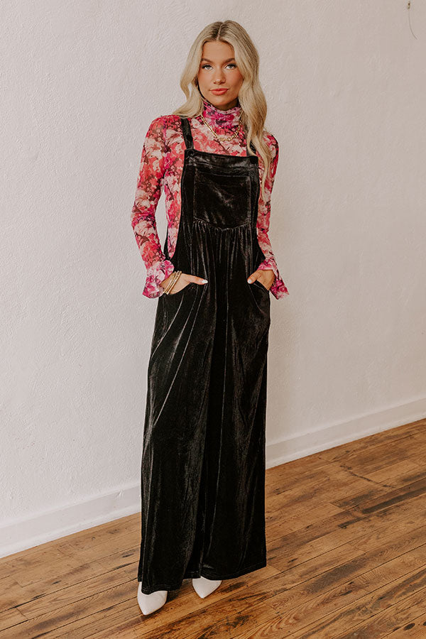 Holiday Cheer Velvet Jumpsuit in Black Image - 1