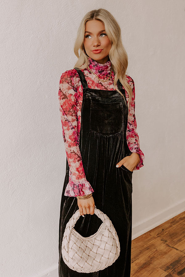 Holiday Cheer Velvet Jumpsuit in Black Image - 2