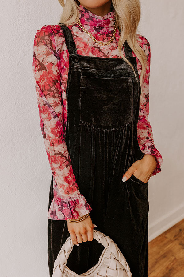 Holiday Cheer Velvet Jumpsuit in Black Image - 3