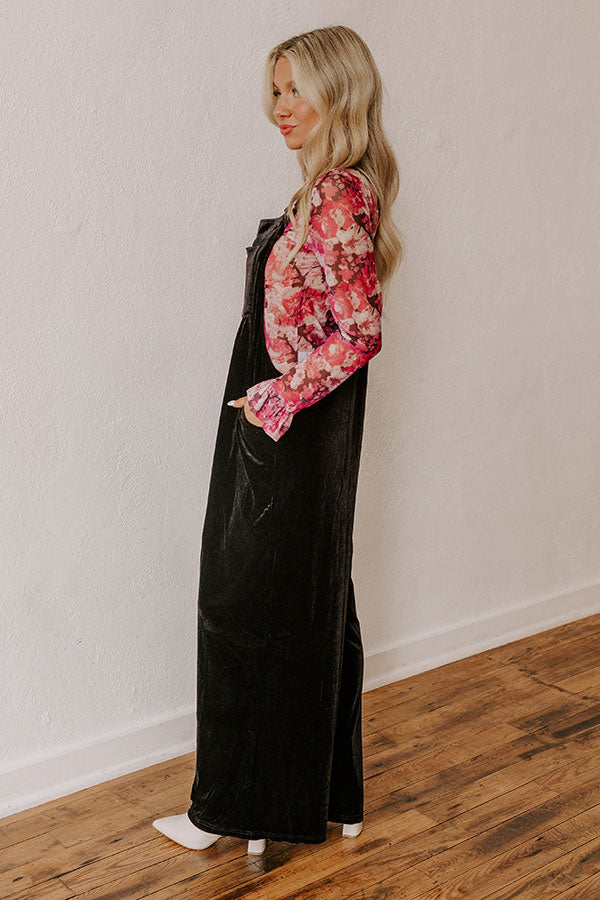 Holiday Cheer Velvet Jumpsuit in Black Image - 4