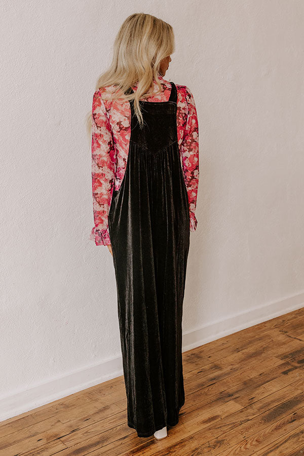 Holiday Cheer Velvet Jumpsuit in Black Image - 5