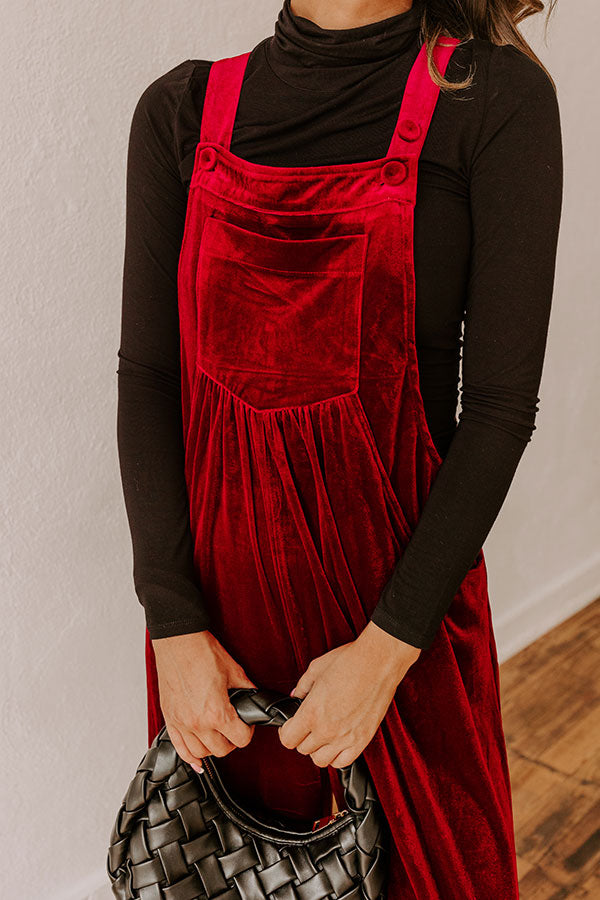 Holiday Cheer Velvet Jumpsuit in Wine Image - 2
