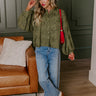 Lost In Love Embroidered Button Up in Olive Image - 1