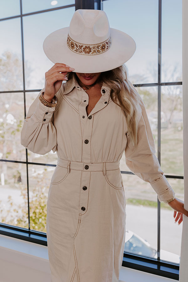 City Chic Denim Midi in Beige Image - 2