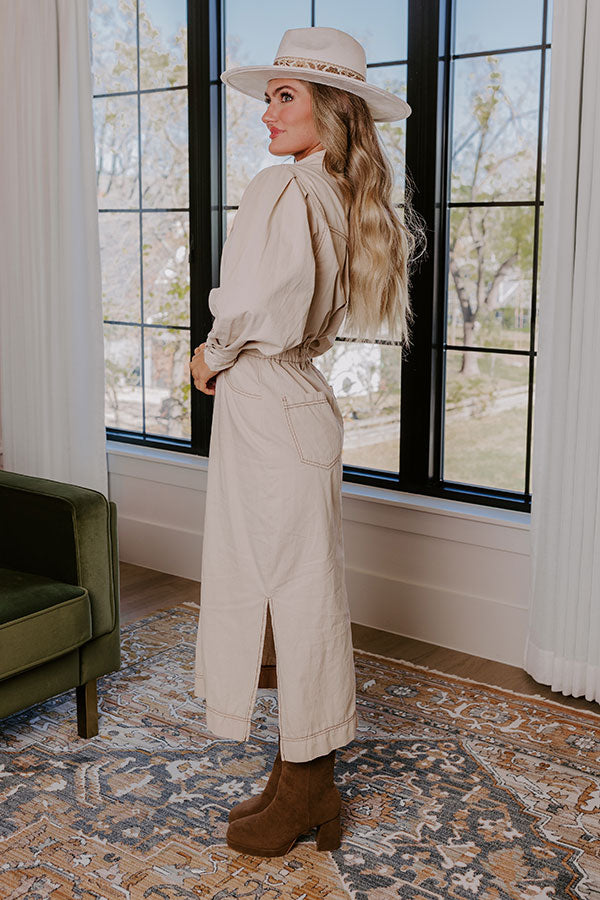 City Chic Denim Midi in Beige Image - 3