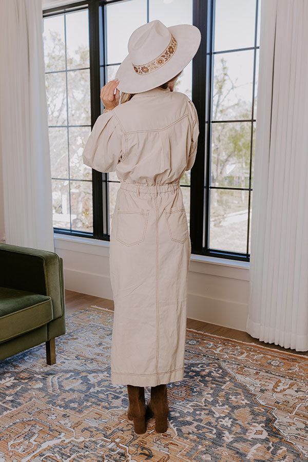 City Chic Denim Midi in Beige Image - 4