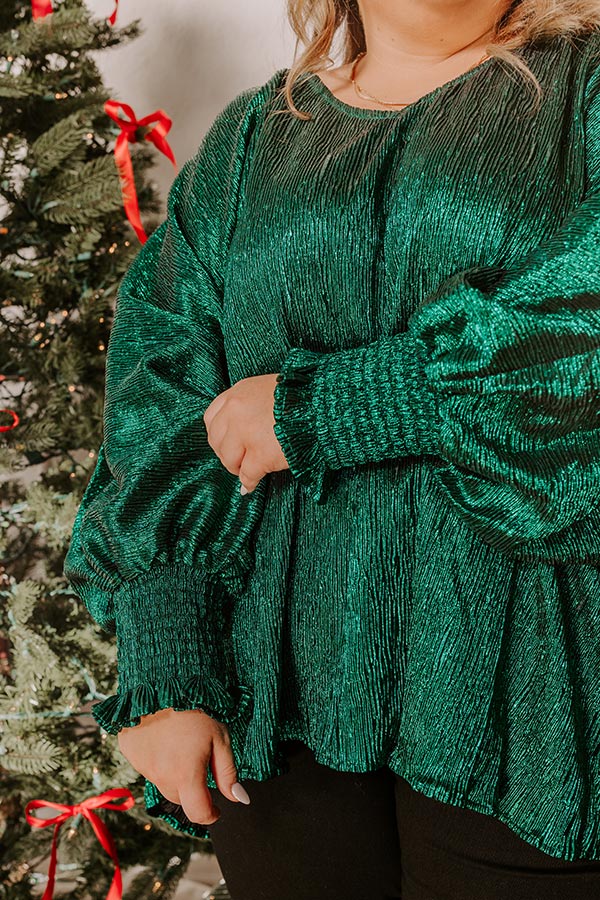 Evergreen Elegance Metallic Oversized Top Curves Image - 3