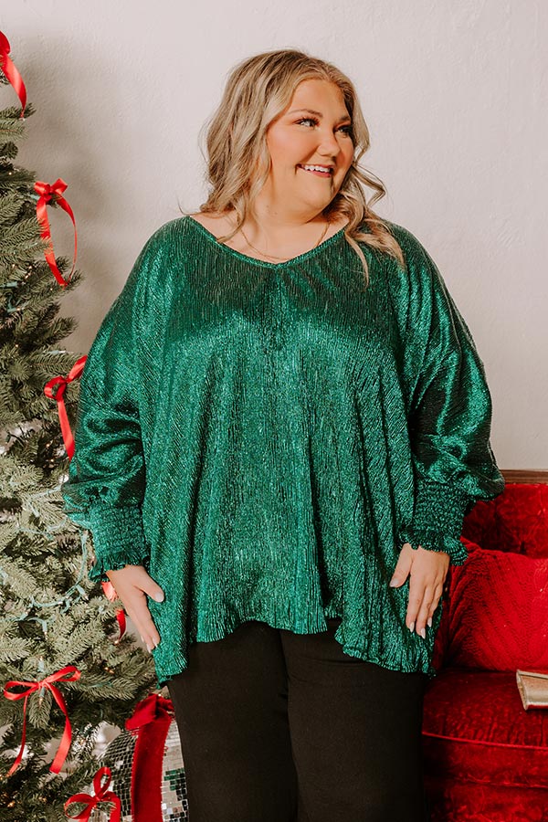 Evergreen Elegance Metallic Oversized Top Curves Image - 2