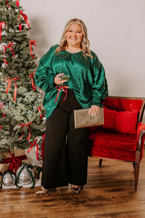 Evergreen Elegance Metallic Oversized Top Curves Image - 1