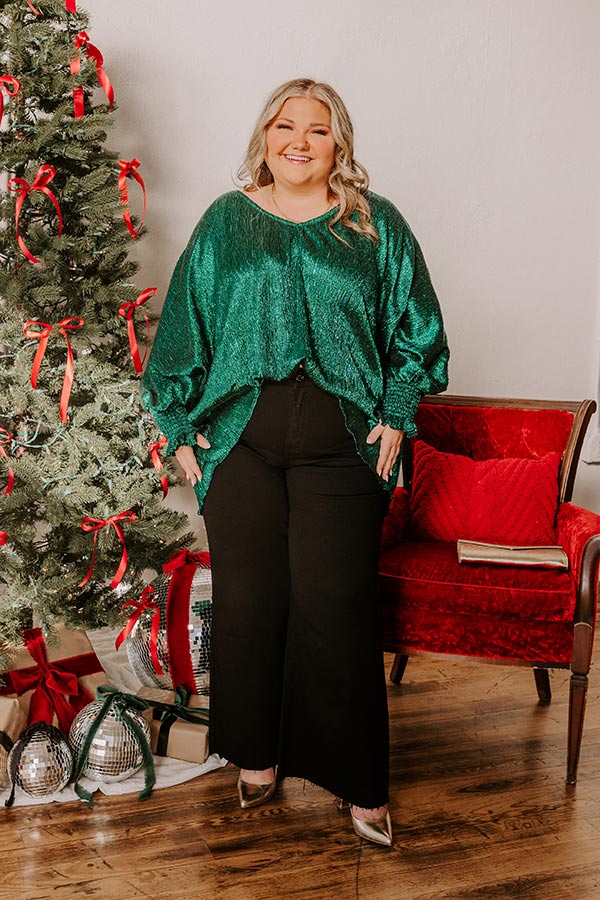 Evergreen Elegance Metallic Oversized Top Curves Image - 4