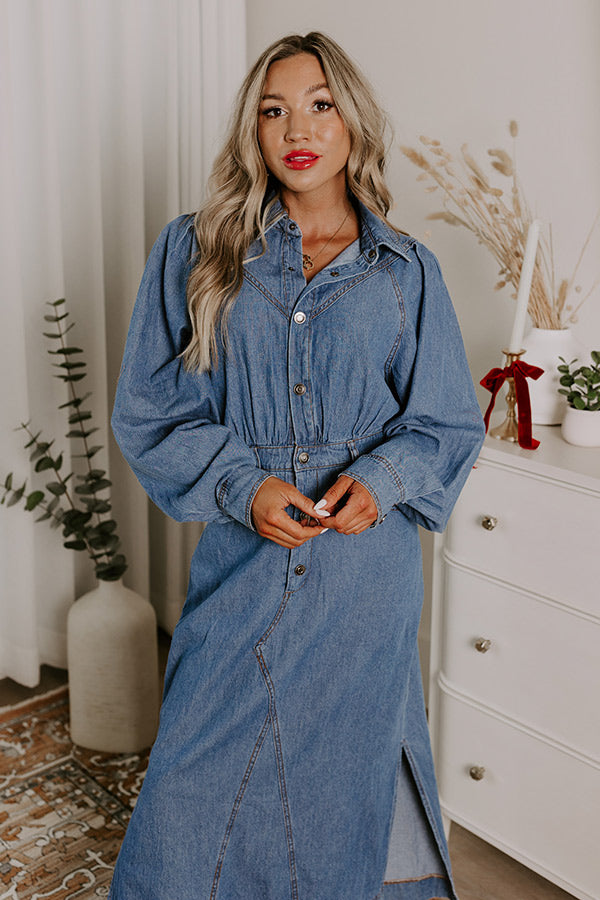 City Chic Denim Midi in Medium Wash Image - 3