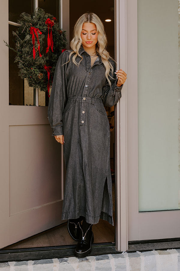 City Chic Denim Midi in Vintage Black Image - 1