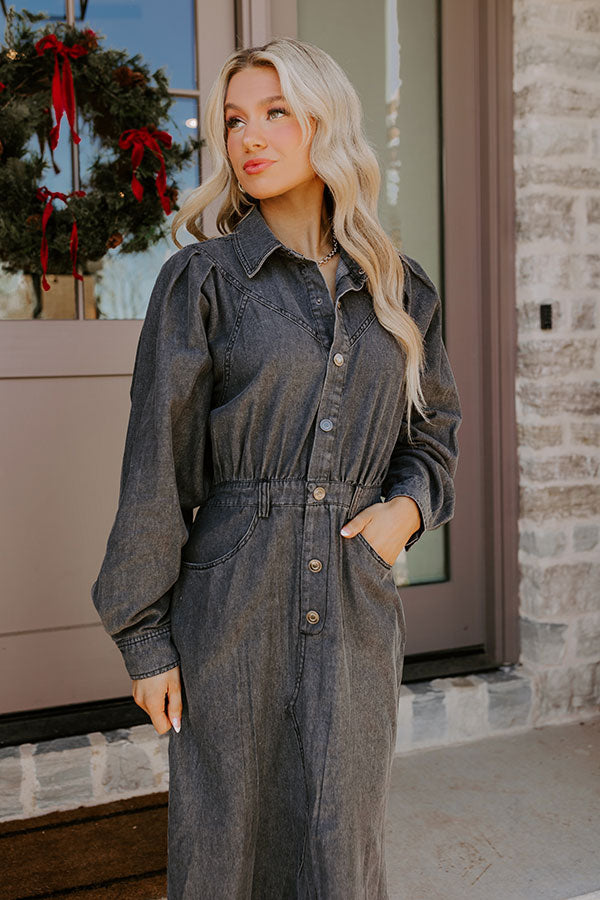 City Chic Denim Midi in Vintage Black Image - 3