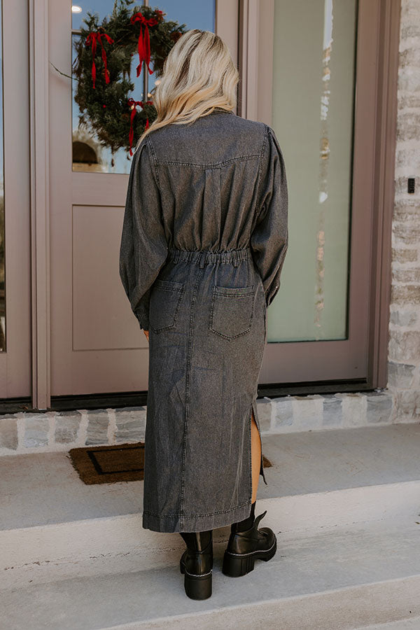 City Chic Denim Midi in Vintage Black Image - 5